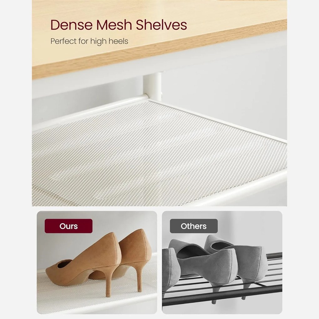 Kabáttartó állvány cipőtárolóval, előszobafal tükörrel és cipőspolcokkal 35x98x180 cm, tölgy színű és fehér