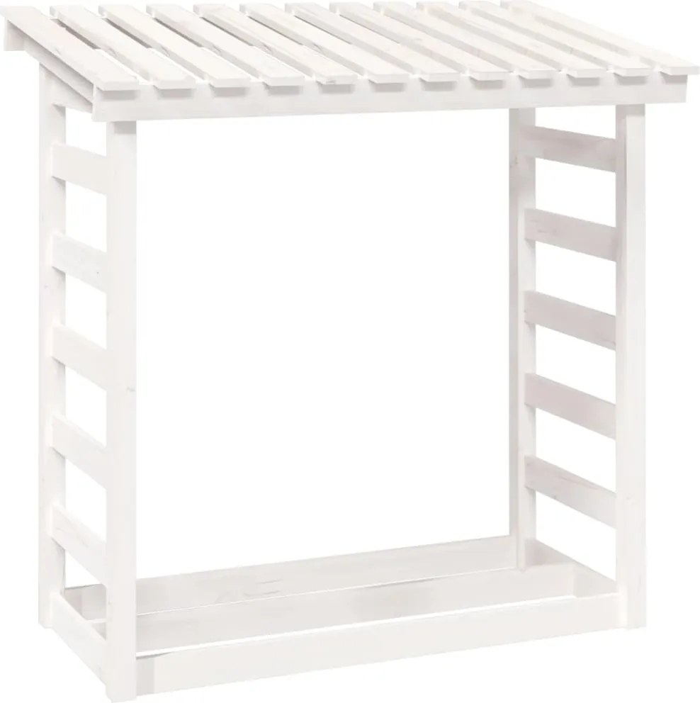 vidaXL fehér tömör fenyőfa tűzifatartó állvány 108x64,5x110 cm