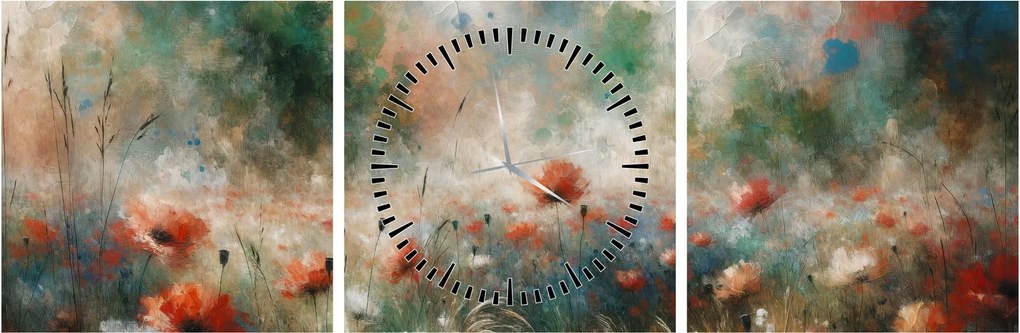 Kép – Pipacsmező absztrakciója (órával) (90x30 cm)