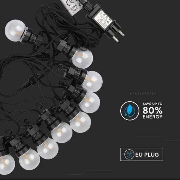 LED Kültéri lánc STRING 5m 10xLED/0,4W/24/230V 3000K IP44