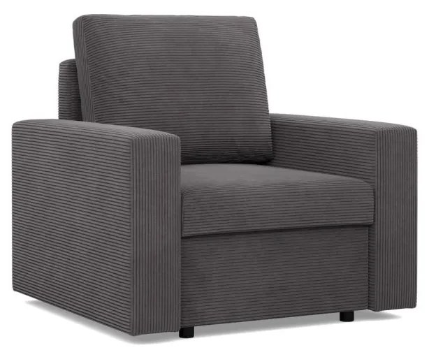 Zeus fotel, egyenes kartámasz, kordbársony, hab töltet, szürke