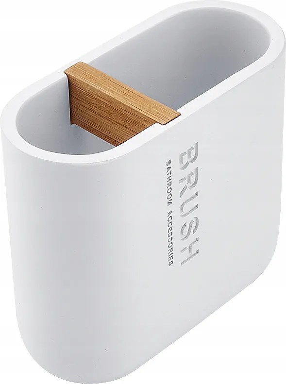 Nimco Kora csésze fogkefe tartály fehér és bambusz fa Ko 24057-05_