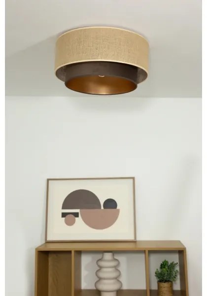 SARTA mennyezeti lámpa, 1xE27/60W/230V, átmérő 45 cm, barna/juta