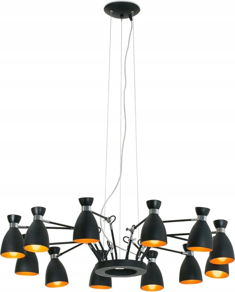 Faro Retro függeszték, fekete és réz, 12 ágú, E14, acél, design