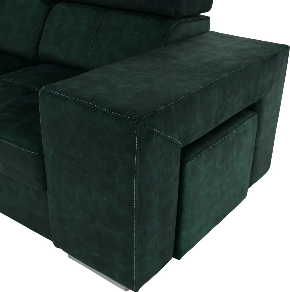 Ülőgarnitúra, smaragdzöld, balos, MALAGA BIG