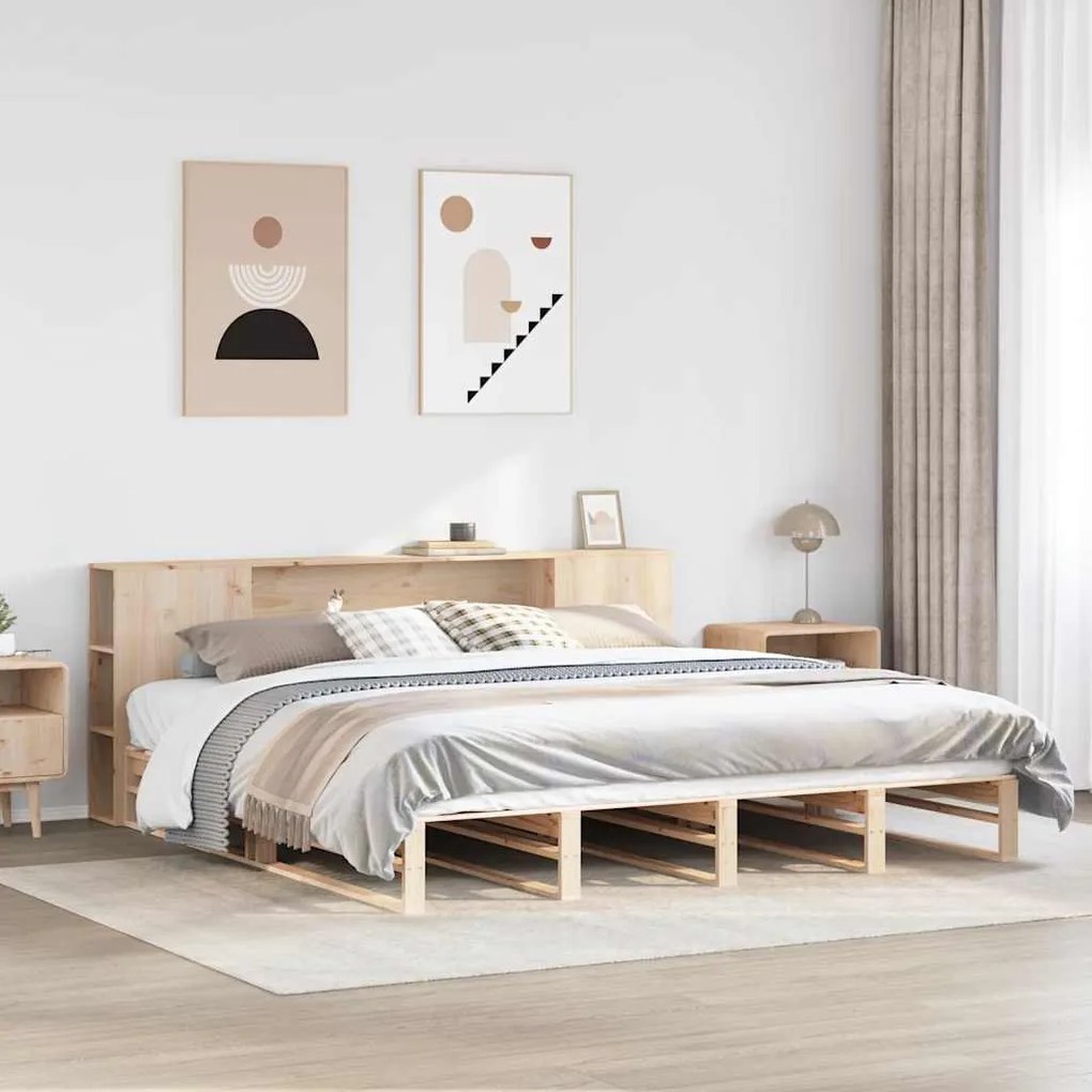 tömör fa könyvespolcos ágy matrac nélkül 200 x 200 cm