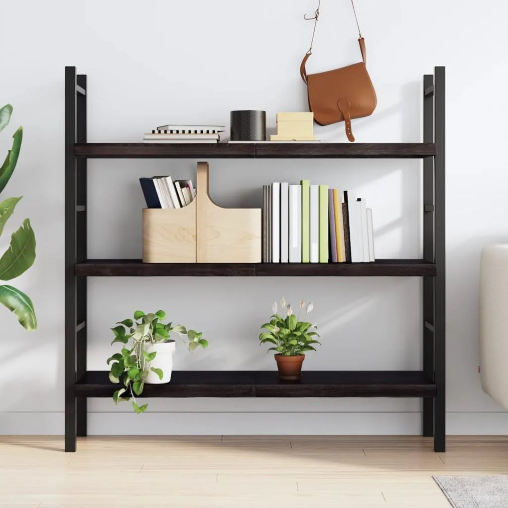 sötétbarna kezelt tömör tölgyfa fali polc 120 x 40 x (2-4) cm