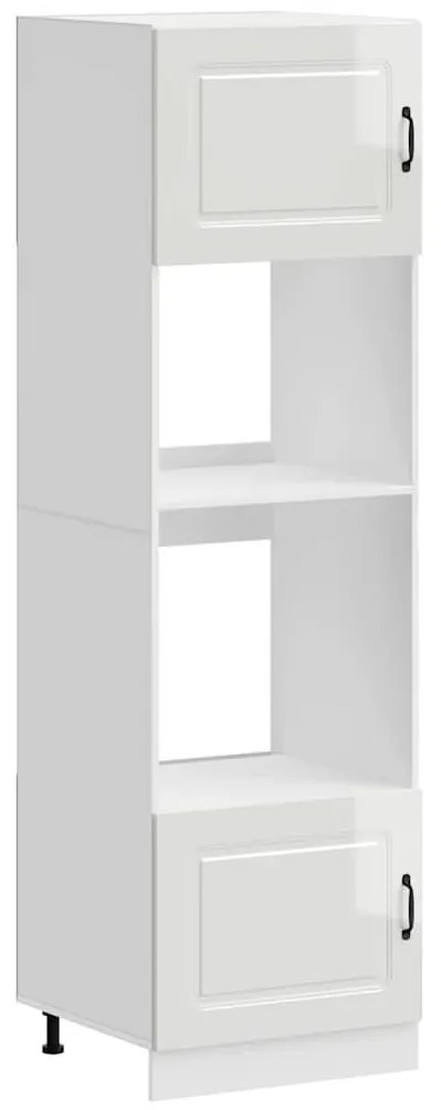 Kalmar 2 db fényes fehér színű szerelt fa sütőszekrények