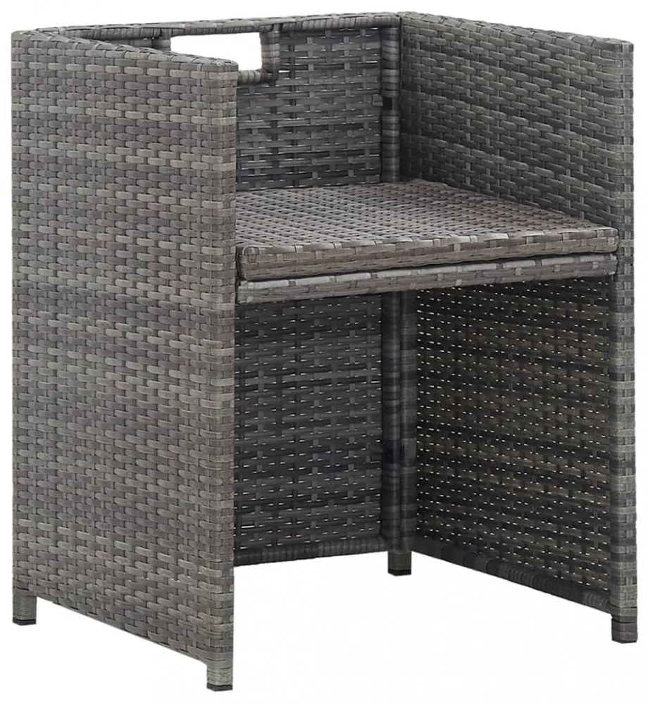 13 részes antracitszürke polyrattan étkezőszett párnákkal