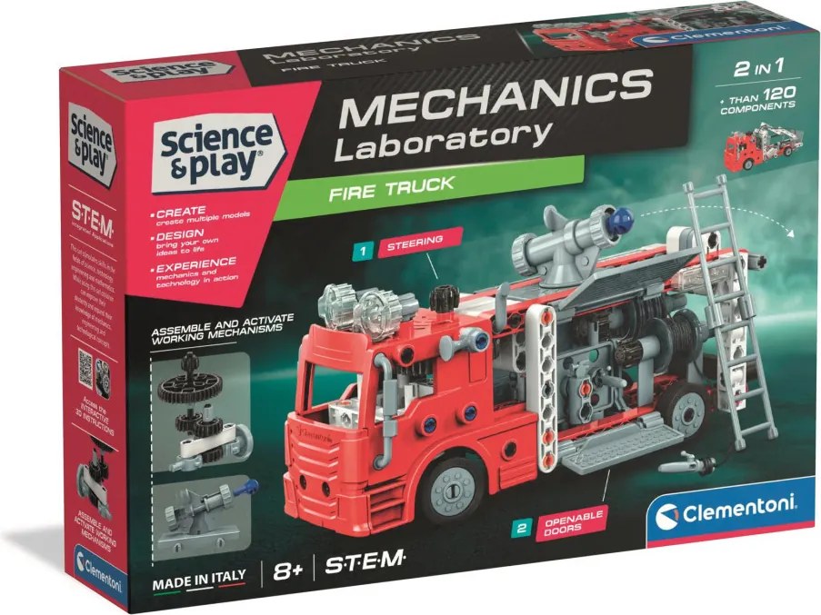 Tűzoltóautó Mechanics 2 az 1-ben építőjáték Clementoni
