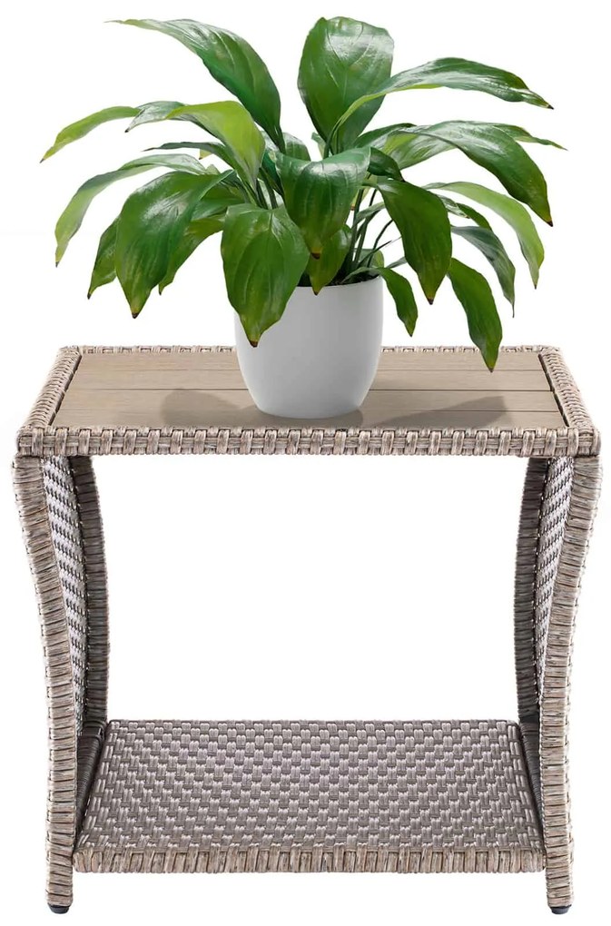 Casaria® Vedis polyrattan asztalka 45x45x40 cm - bézs