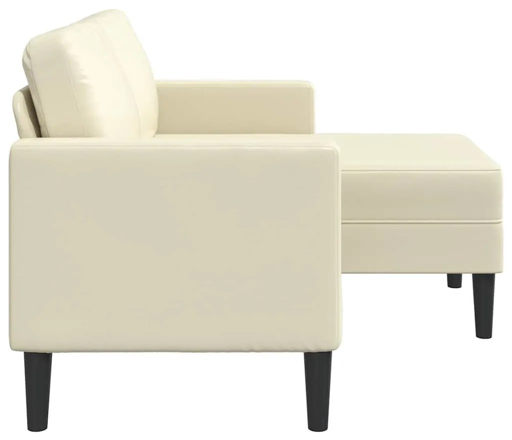 krémszínű műbőr 2 üléses kanapé L-alakú kanapéval 125 cm