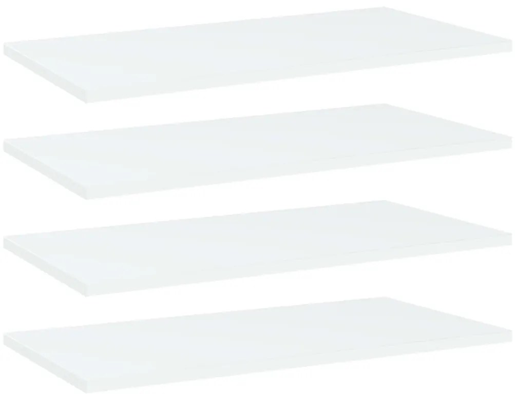 4 db fehér forgácslap könyvespolc 60 x 30 x 1,5 cm