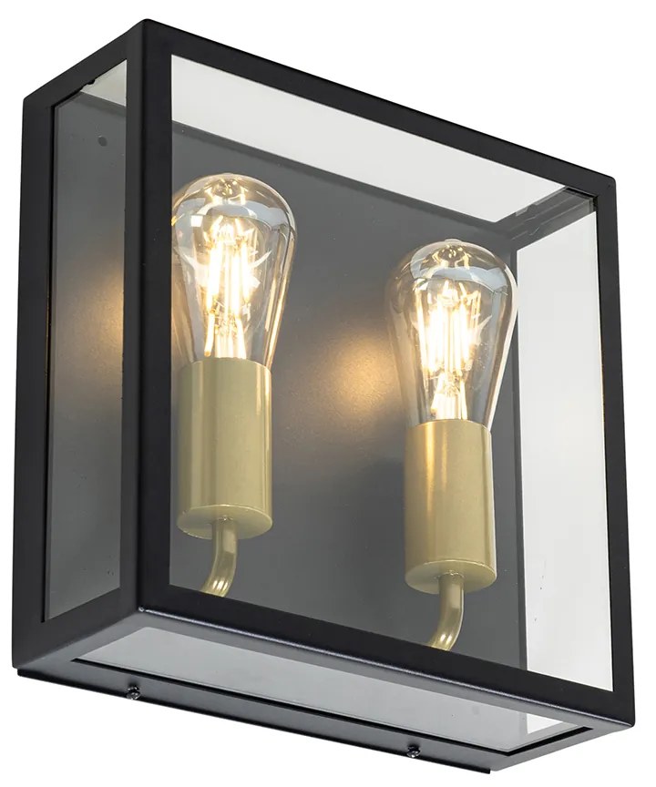 Kültéri fali lámpa fekete és réz 2 lámpás - Rotterdam