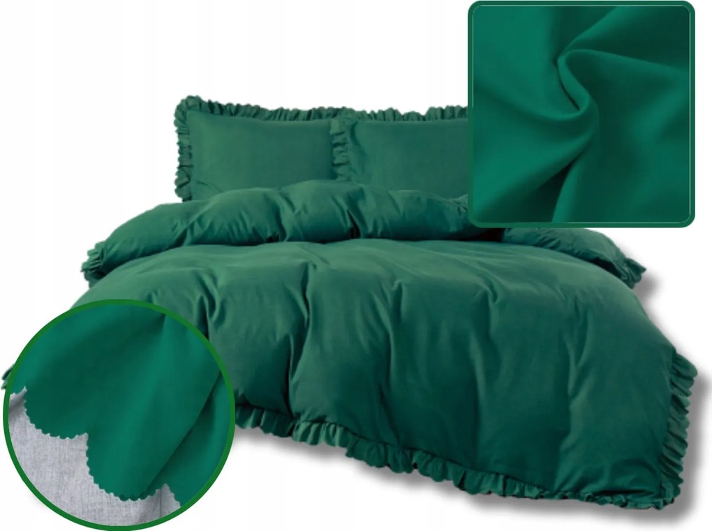 Modern Design Ágyneműhuzat 200x220 Mikroszálas Fodros Sötétzöld