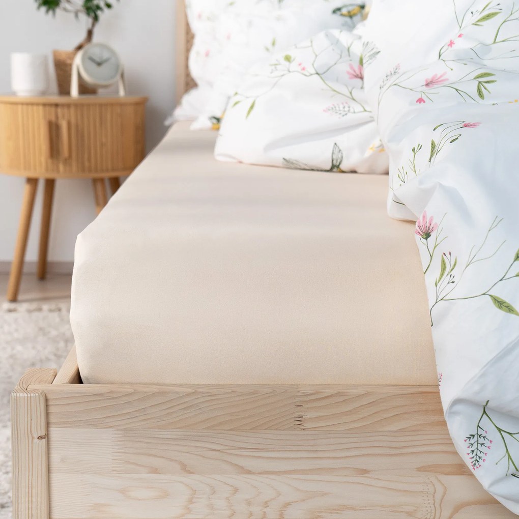 Goldea jersey gumis lepedő - bézs 200 x 220 cm