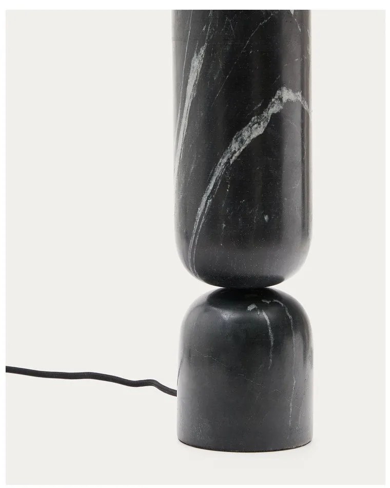 Fekete márvány asztali lámpa textil búrával (magasság 57 cm) Vex – Kave Home