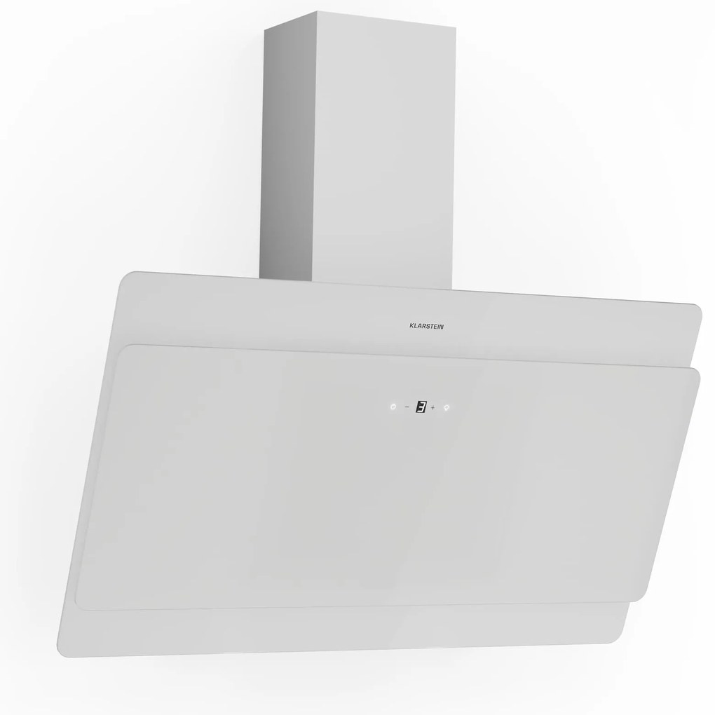 Klarstein Aurica 90, páraelszívó, 90 cm, 610 m³/ó, LED, érintőképernyős, üveg, fehér