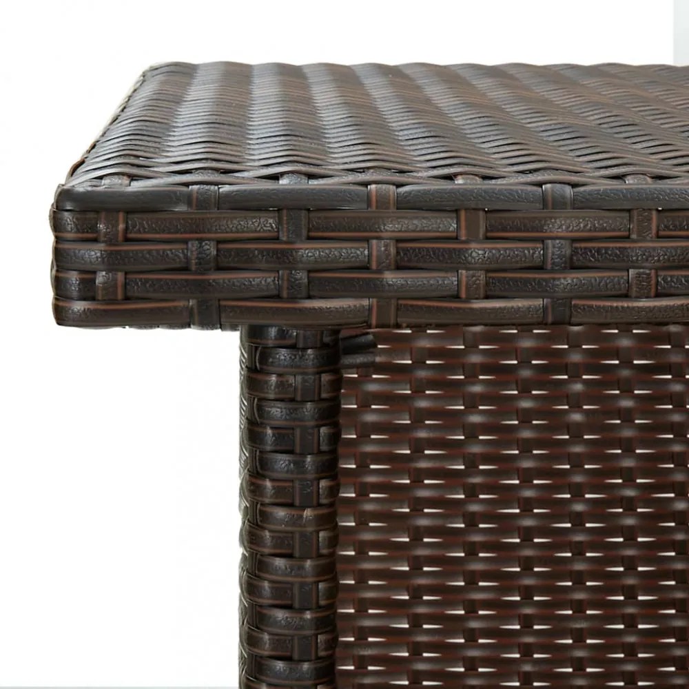 barna polyrattan sarok bárasztal 100 x 50 x 105 cm