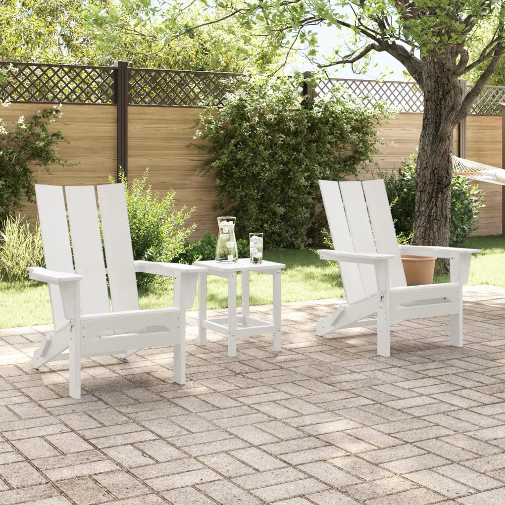 Összecsukható Adirondack székek 2 db Fehér 74.5x80.5x90 cm HDPE