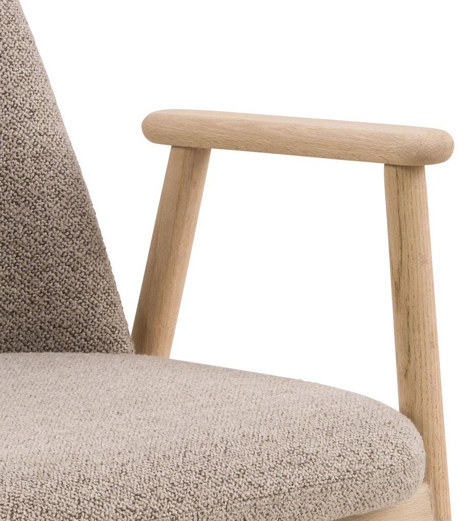 MAZZONI EXPORT RODERIC Beige Latte (Monza 60 szövet)/fehérített olajozott tölgyfa váz - RETRO FA SZÉK BOUCLÉ NAPPALIBA ÉTKEZŐBE KONYHÁBA