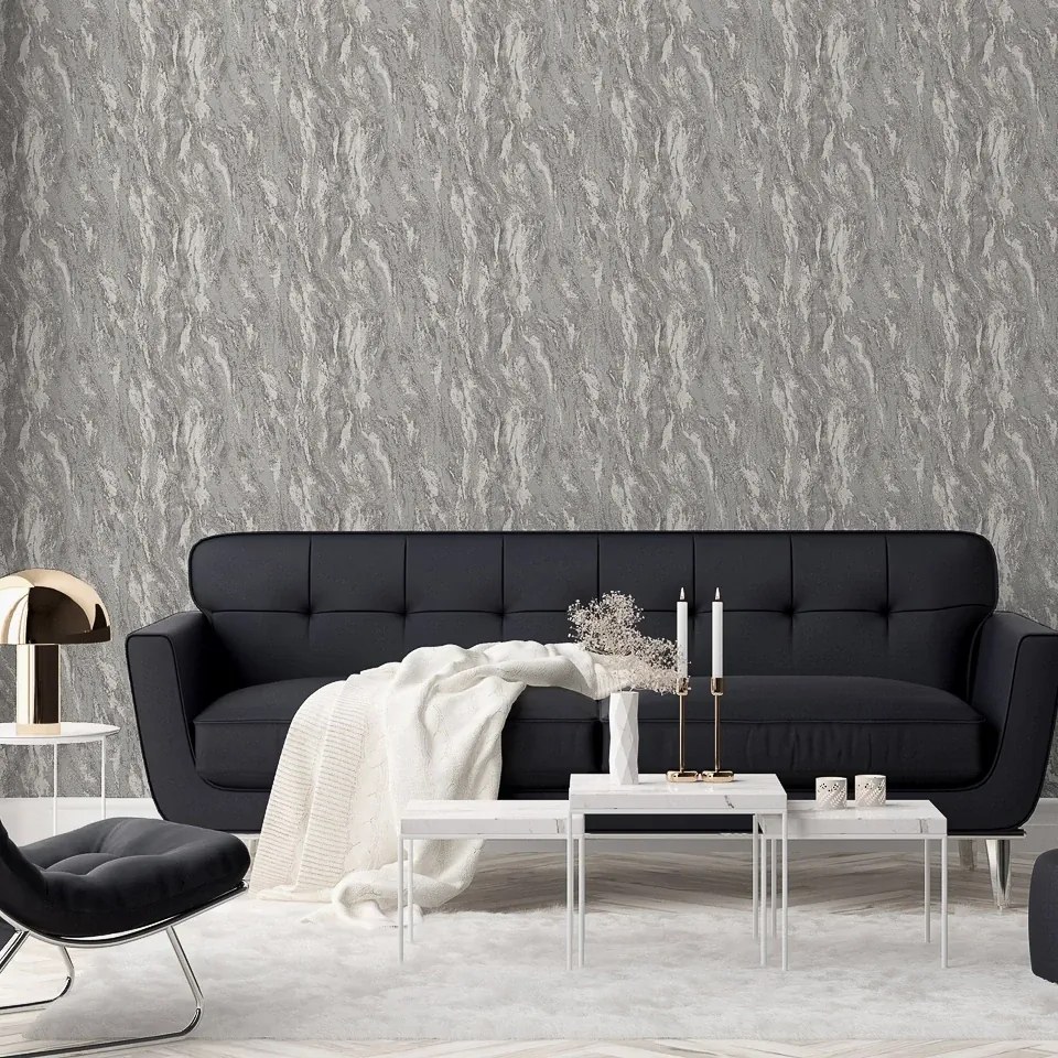 Arthouse Signature 2 Luxe Texture ezüst-fémes márvány mintás fémhatású vlies tapéta – 299102