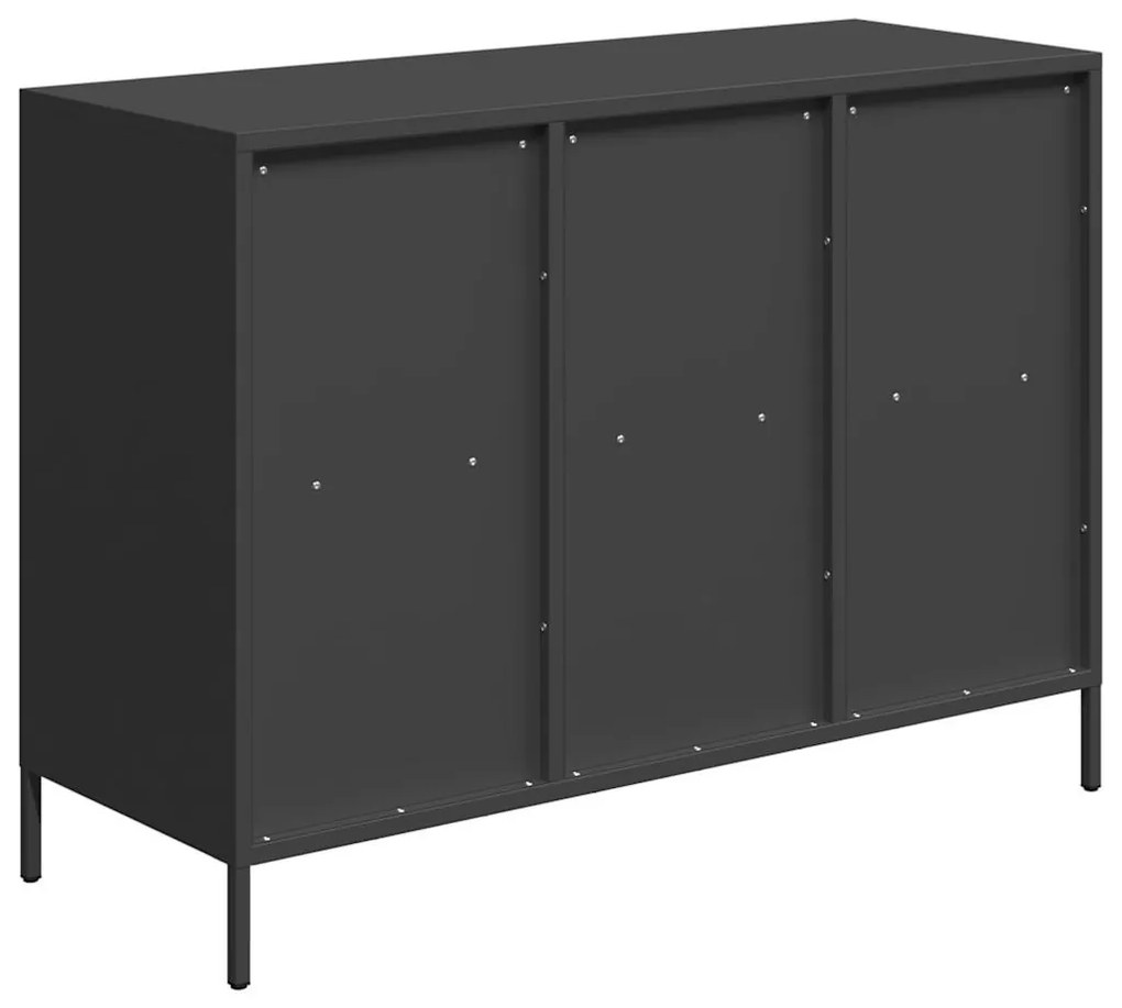vidaXL fekete hidegen hengerelt acél tálalószekrény 101,5x39x73,5 cm