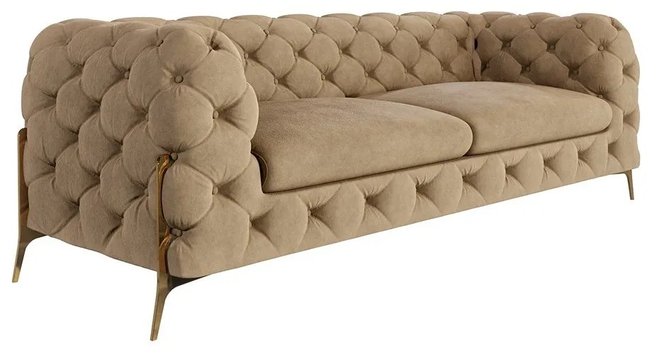 Világosbarna bársony kanapé 225 cm Chelsea Bis – Ropez