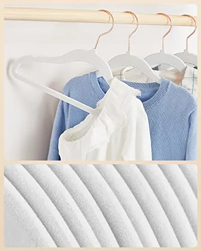 50 darabos csomag gyerek bársony fogasok rózsaarany horgokkal, fehér