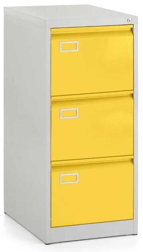 Fém iratszekrény A4 - 3 fiók, 45,5 x 62 x 101,5 cm, hengerzár, sárga - ral 1023