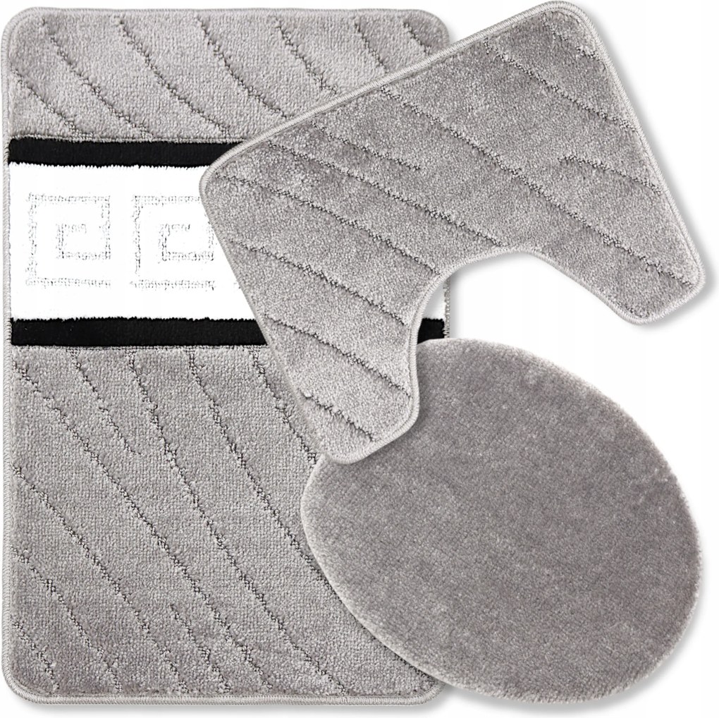 Fürdőszobaszőnyeg Szürke 50X80 Csúszásgátló Puha Stílusos Szett 3 Db