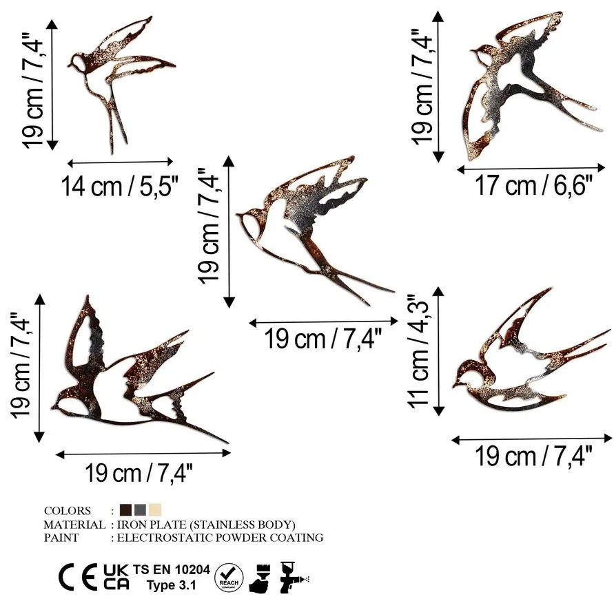 Fém fali dekoráció, Birds-2