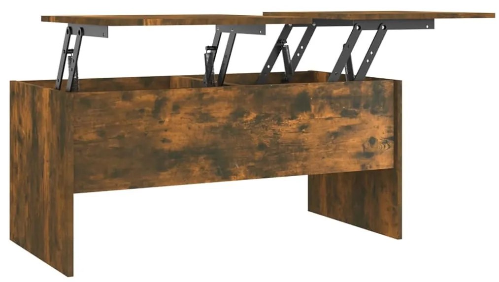 Füstös tölgy színű szerelt fa dohányzóasztal 102x50,5x46,5 cm