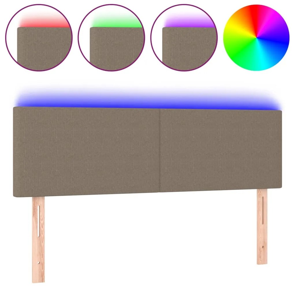 tópszínű szövet LED-es fejtámla 144x5x78/88 cm