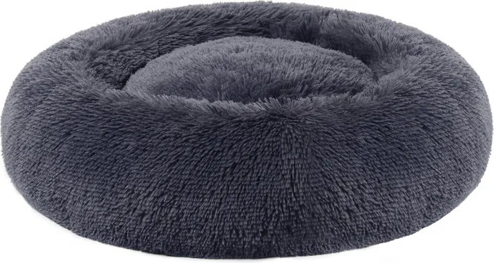Kutyafekhely bolyhos puha kör alakú, 60 cm, sötétszürke