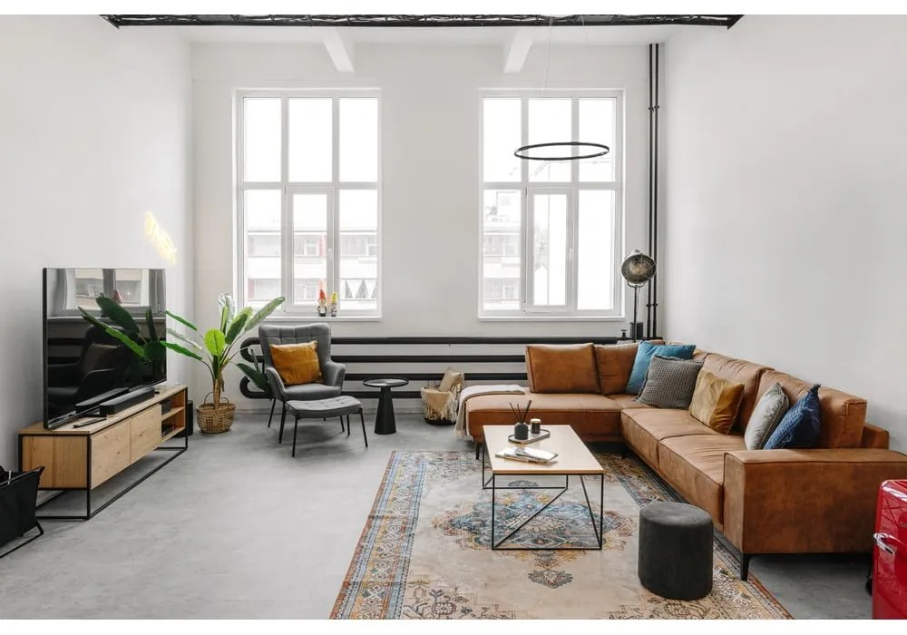 Konyakbarna bőrutánzat sarokkanapé (jobb oldali) Copenhagen – Scandic