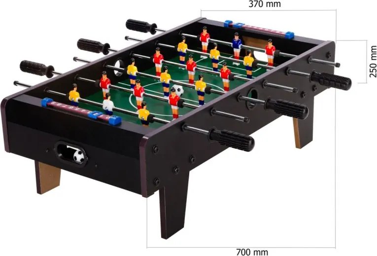GamesPlanet® Csocsóasztal mini CHELSEA Fekete 70 x 37 cm