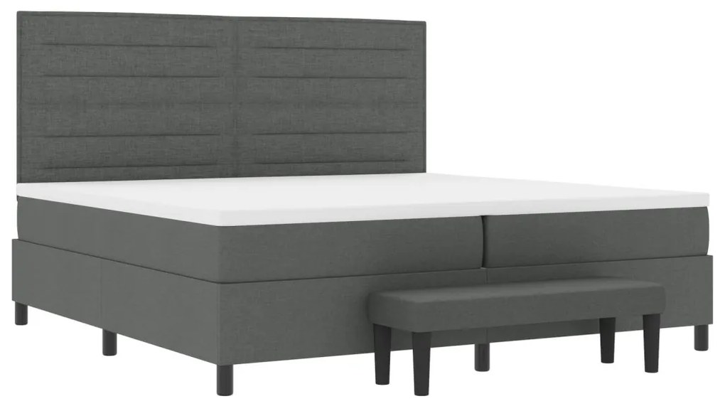 Box Spring Ágy Matracot és Padot Sötétszürke 200x200 cm Szövet