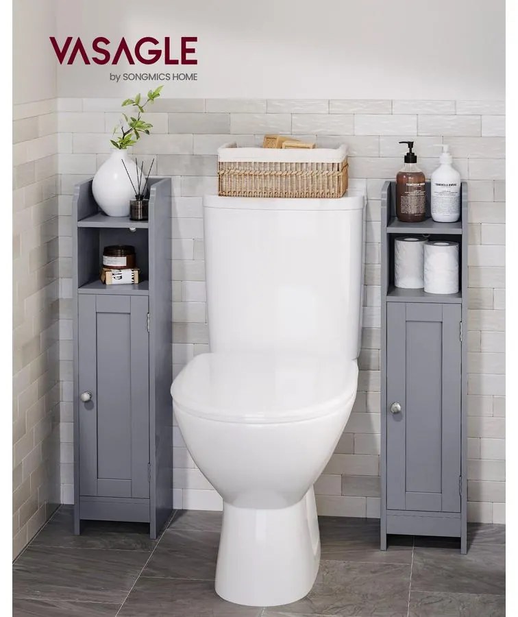 Keskeny fürdőszobai álló tárolószekrény 20x18x80cm, szürke