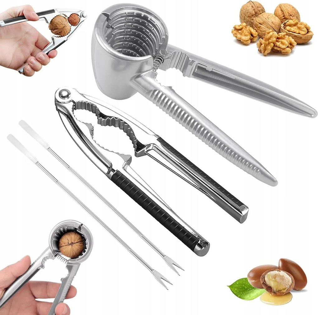Diótörő, 4 db-os szett, rozsdamentes acél