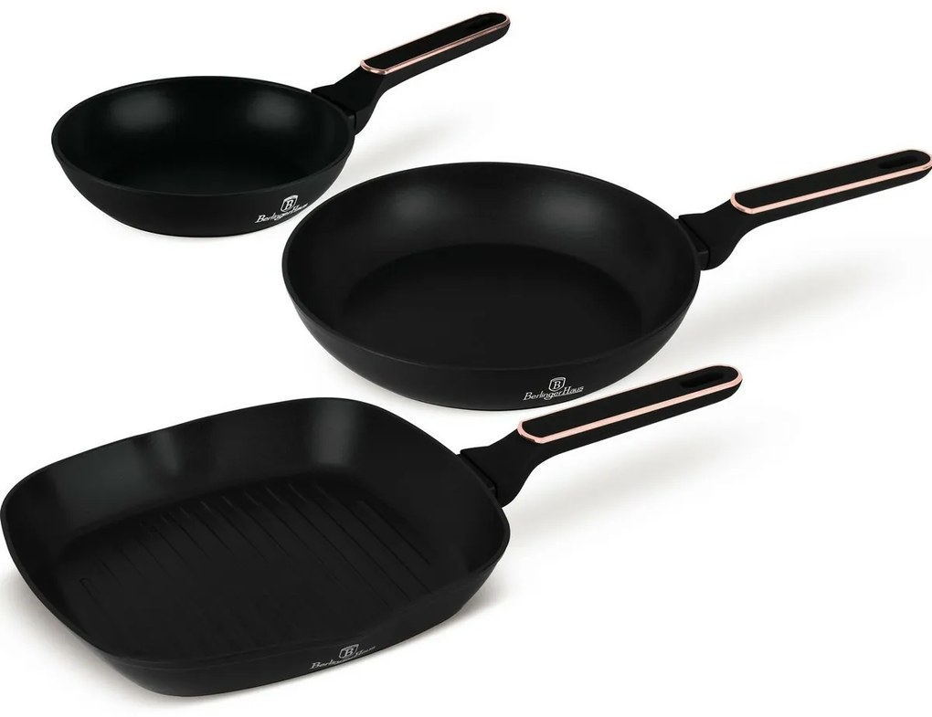BerlingerHaus Black Rose titánbevonatú serpenyő szett, 3 db