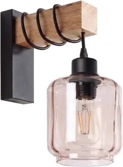 BRILAGI - Fali lámpa WOOD GLASS 1xE27/60W/230V fenyő/fekete/füstös bézs