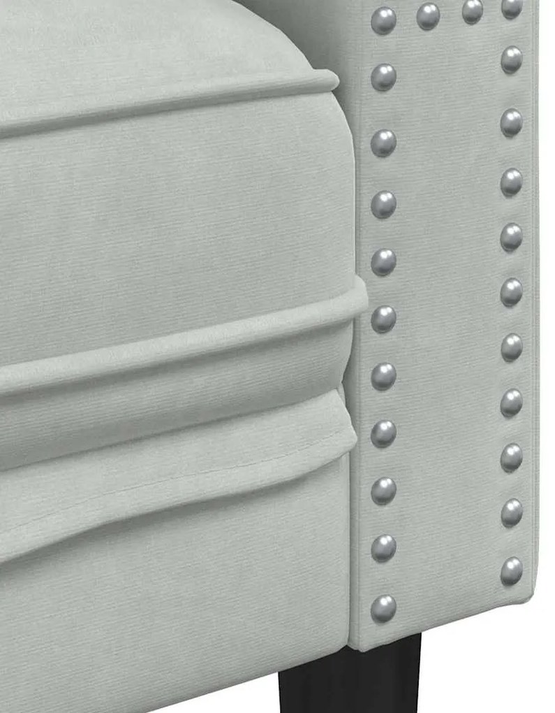 Kanapé Szett 3 pcs Világosszürke Bársony