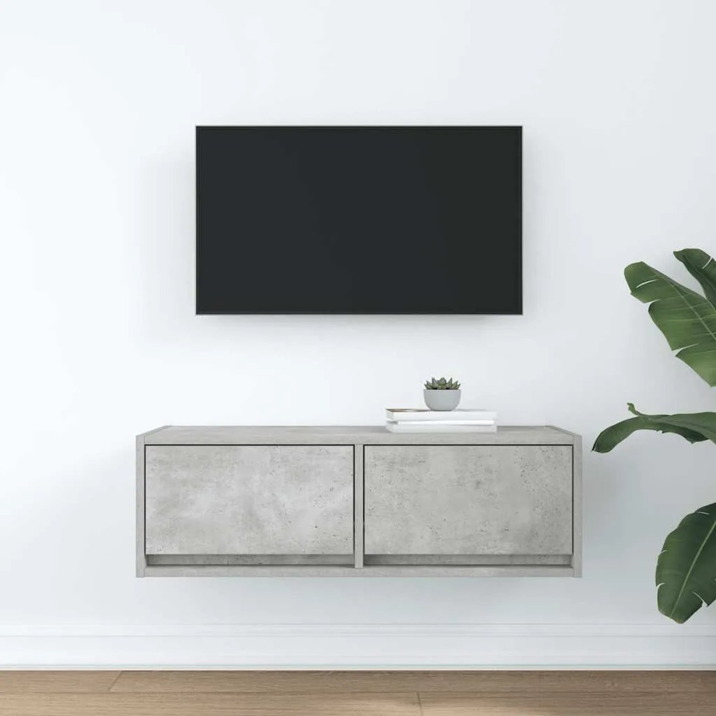 betonszürke szerelt fa TV-szekrény 80x31x25,5 cm