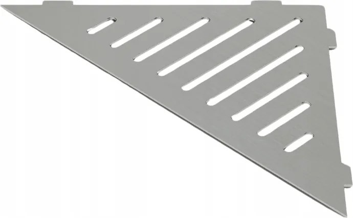 Fugába Szerelhető Sarok Polc Zuhanyzóhoz, Háromszög Alakú, Ezüst Színű, Kefélt Rozsdamentes Acél