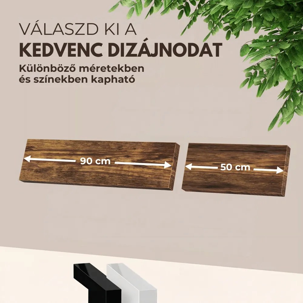 FIGO + fali polc konzollal, 90cm, sötét tölgy Casaria