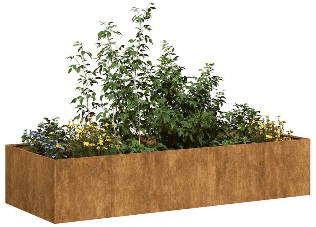 vidaXL ültető rozsdás 200x80x40 cm időjárásálló acélból