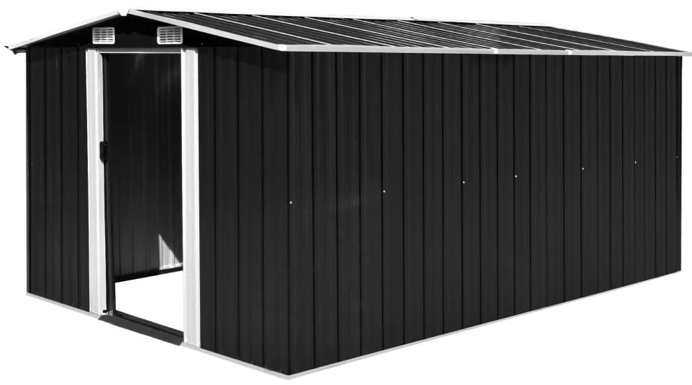 vidaXL antracitszürke fém kerti fészer 257 x 392 x 181 cm