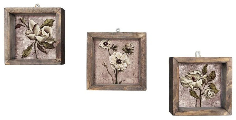 Vintage 3 részes fali kép, 15 x 15 cm