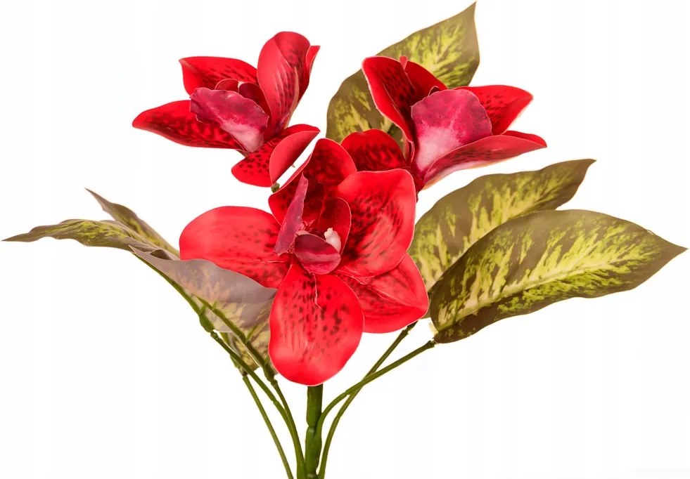 Orchidea szilikon csokor piros művirágok nád kompozíció